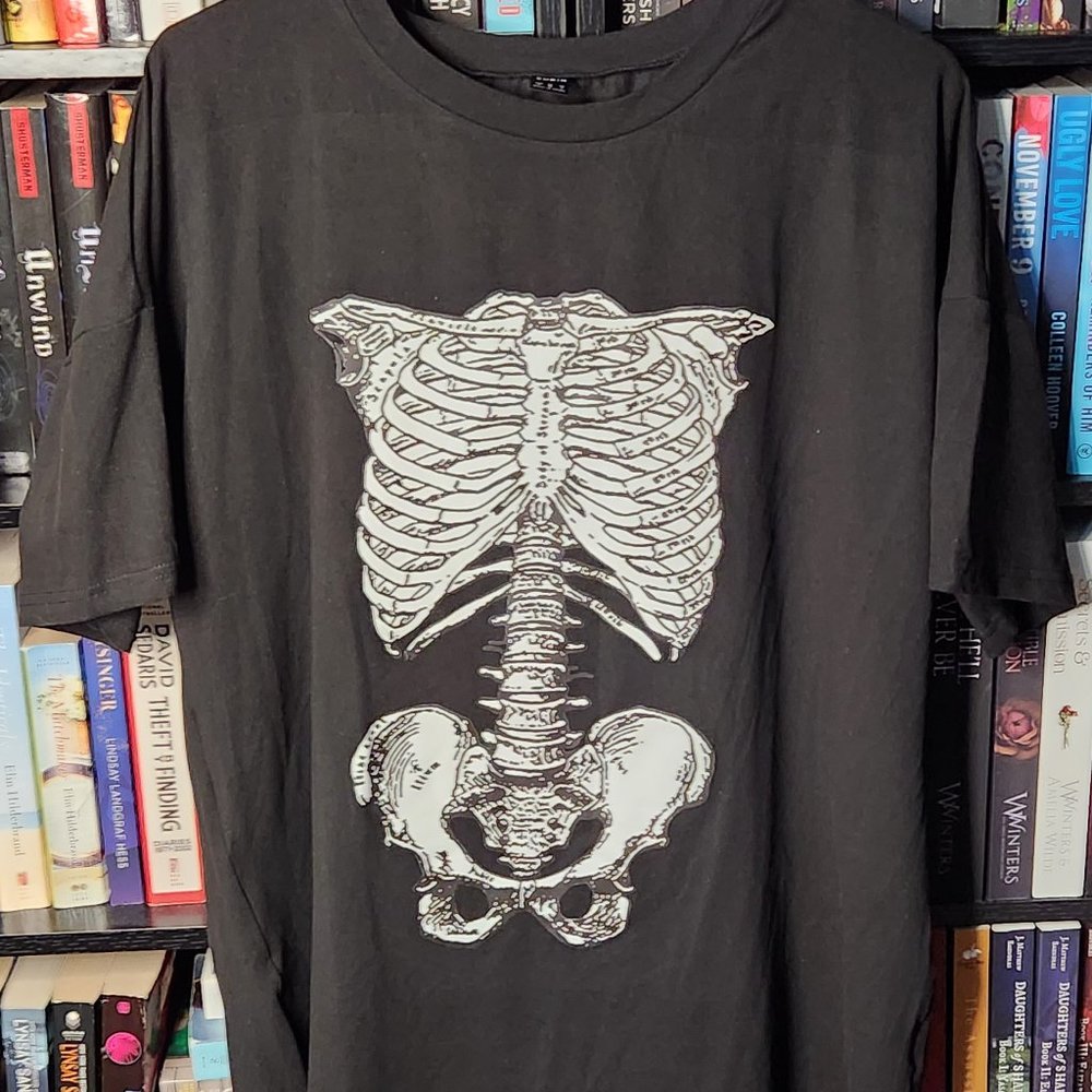 SHEIN Men's Medium Black Skeleton Graphic T-Shirt